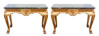A Pair of George II Style Giltwood Console Tables Height 33 1/2 x width 48 x depth 20 inches. — 19TH/20TH CENTURY