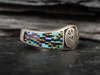 Sterling Silver Man-in-the-Maize Cuff Bracelet, with Inlay