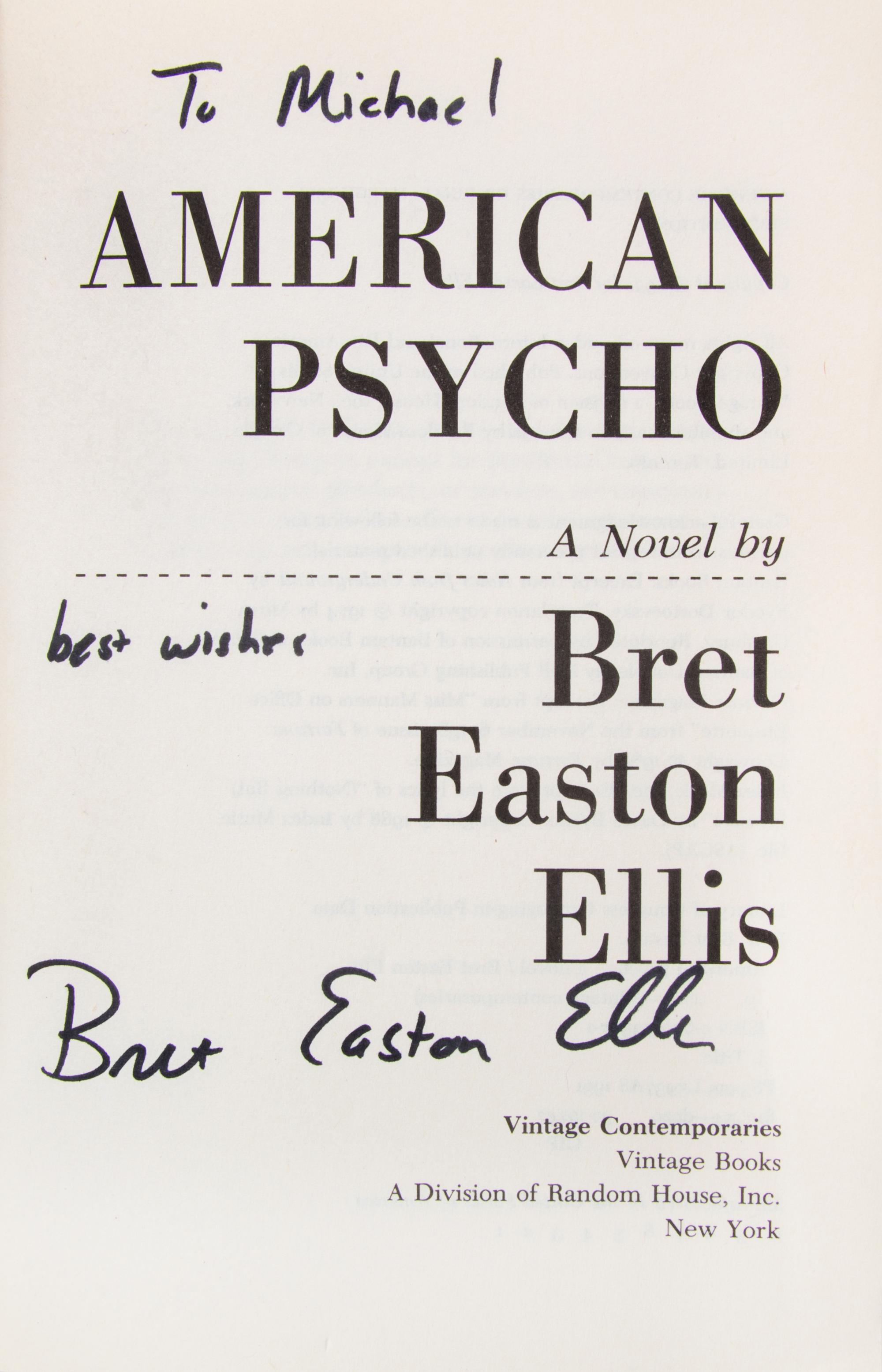 EASTON ELLIS, BRETT. A group of five books, three first editions, inscribed and signed.