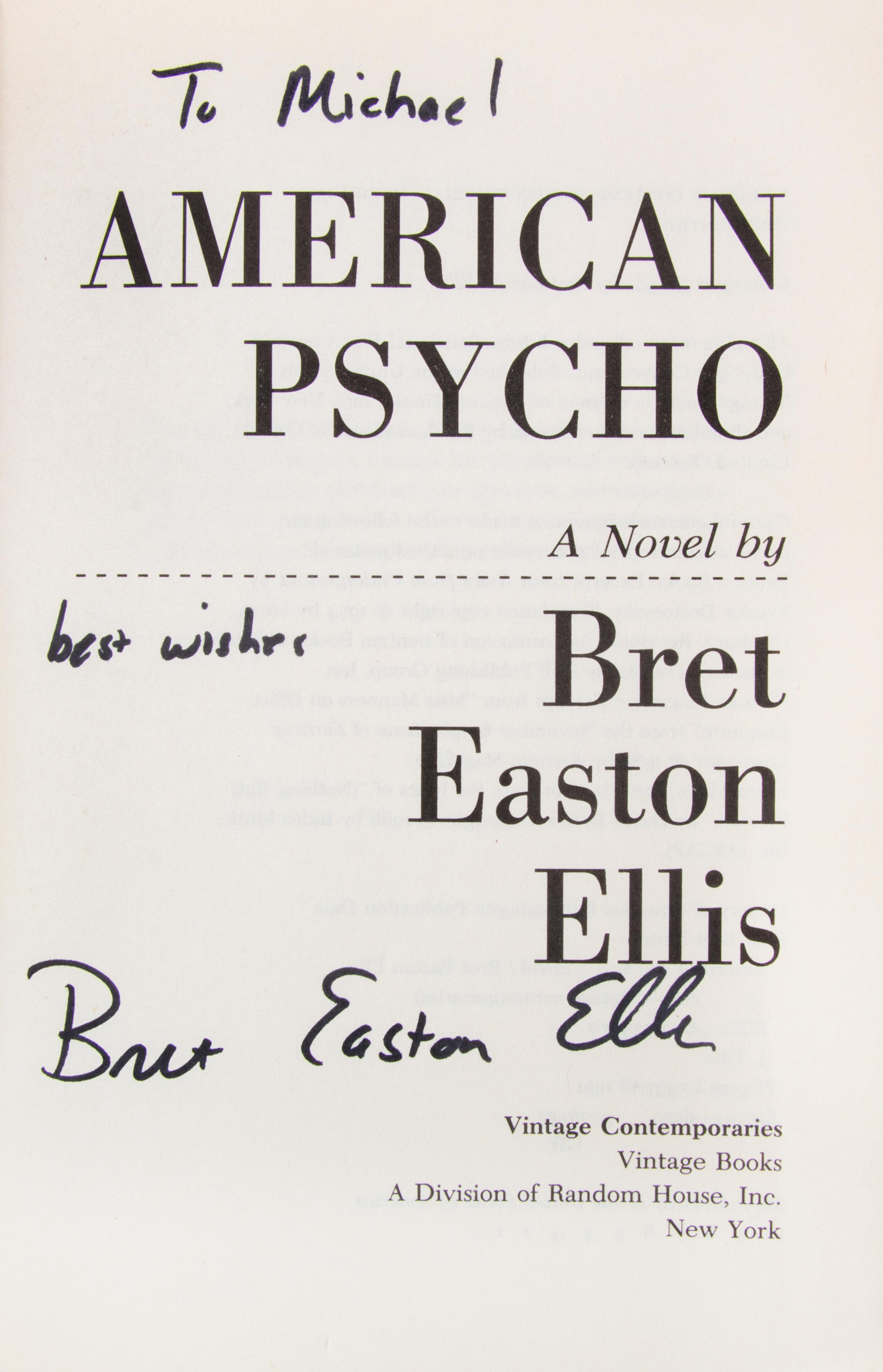 EASTON ELLIS, BRETT. A group of five books, three first editions, inscribed and signed.