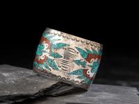 Navajo Silver and Chip Inlay Cuff Bracelet
