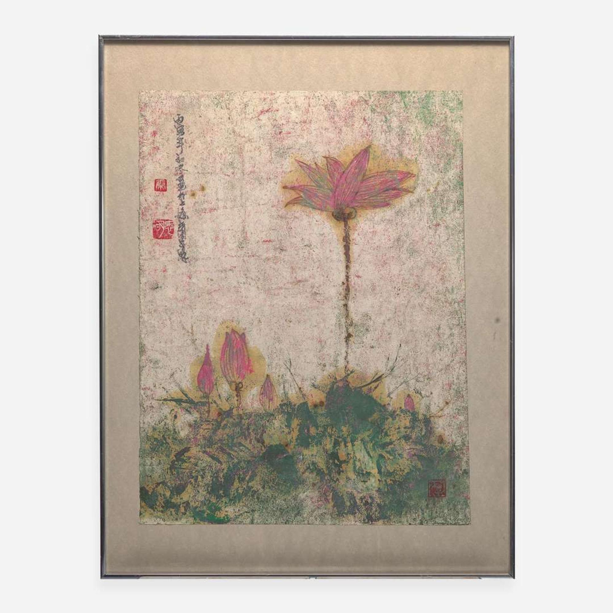 Qing Zhong Ming 秦忠明 宣纸油彩画两幅 (Chinese b.1938-)