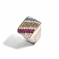 WHITE GOLD AND MULTIGEM RING