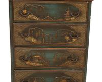 An English Dark Green Japanned Slant Front Desk