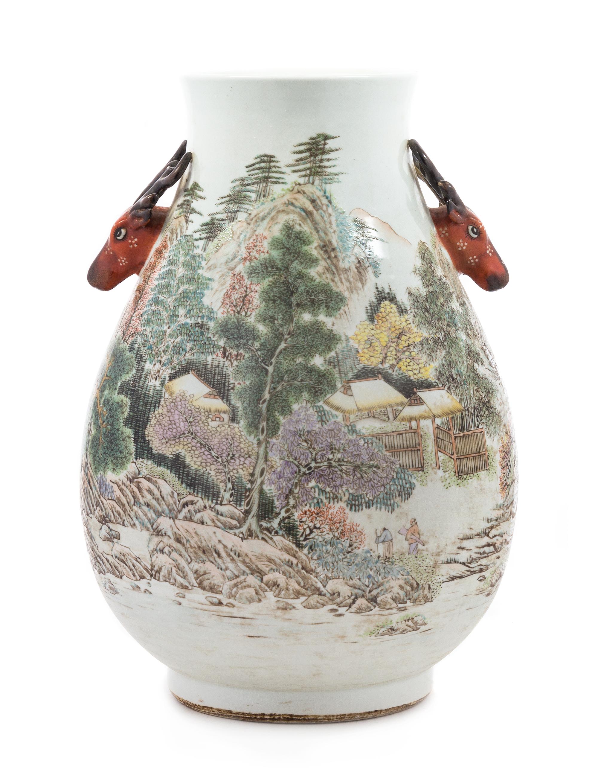 A Famille Rose Porcelain Jar Height 21 inches.