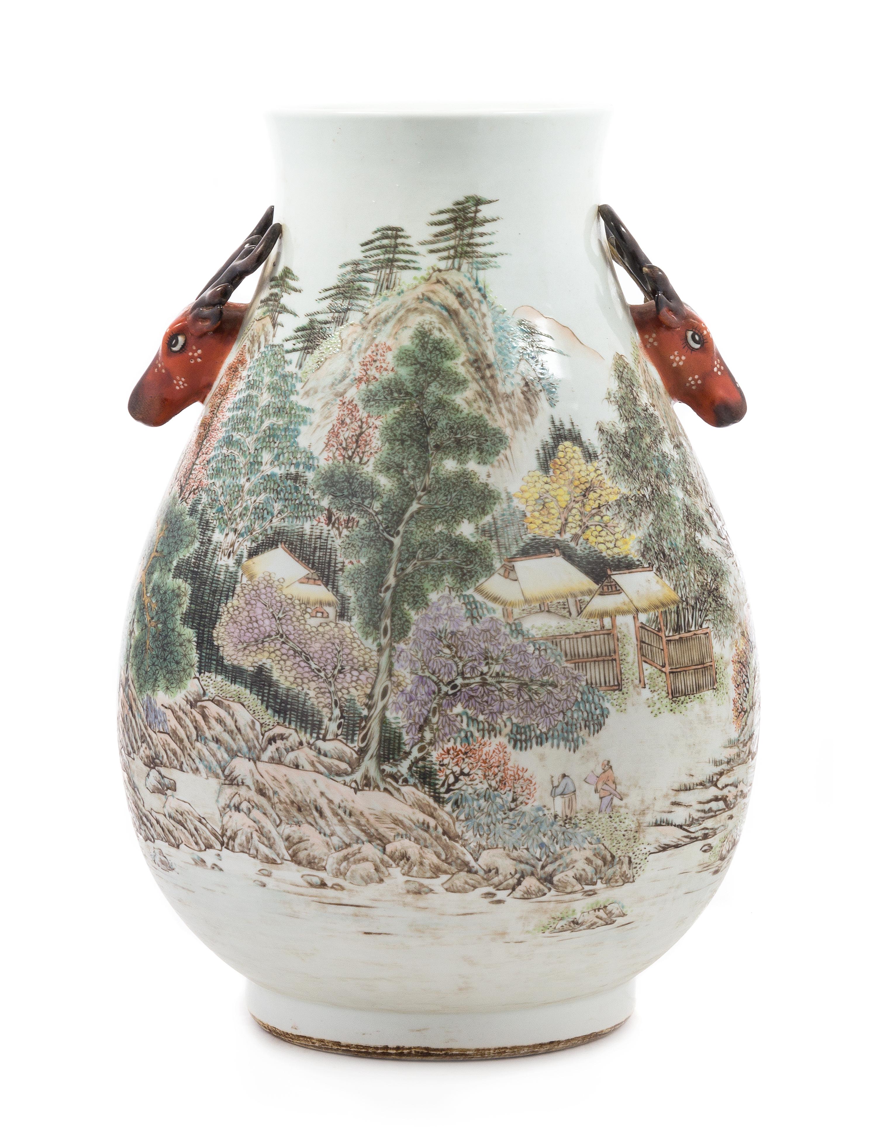 A Famille Rose Porcelain Jar Height 21 inches.