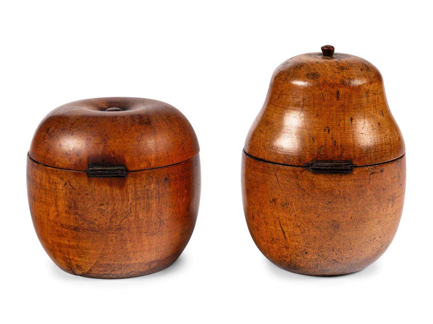 Two English Fruitwood Tea Caddies