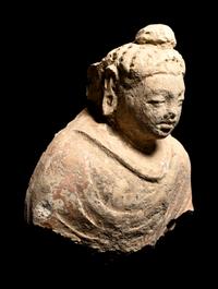 Four Gandharan Fragmentary Stucco Heads and One Bust