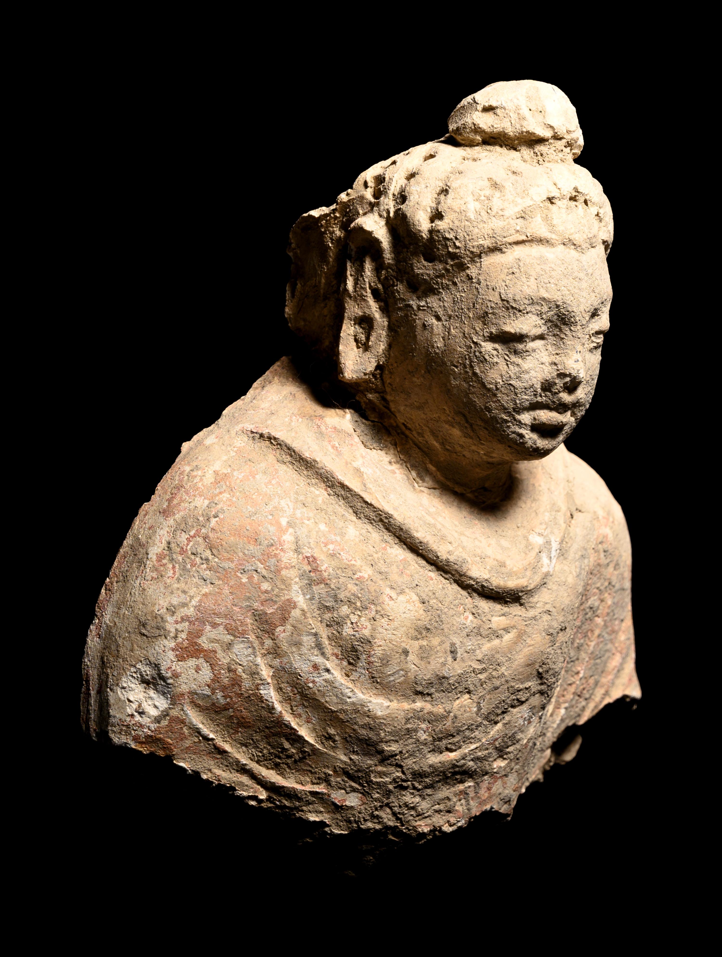 Four Gandharan Fragmentary Stucco Heads and One Bust