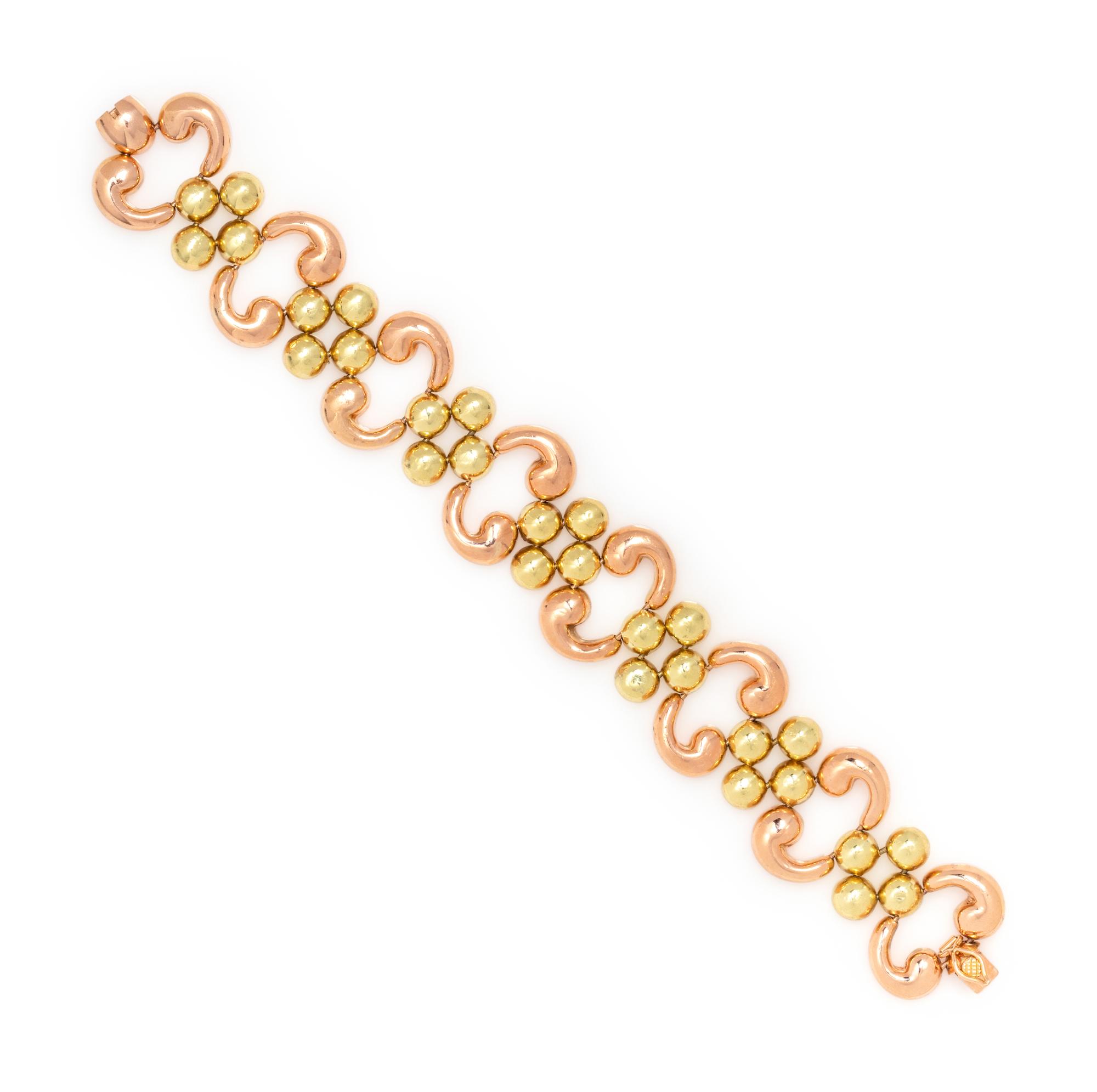 RETRO, BICOLOR GOLD BRACELET