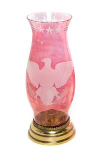 An American Cranberry Glass Hurricane Shade Height of shade 11 inches.