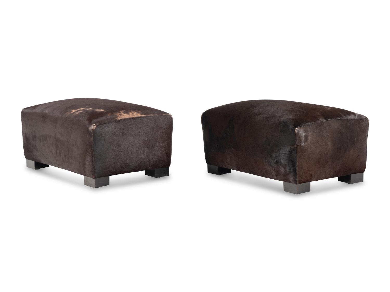 A Pair of Custom Upholstered Ottomans