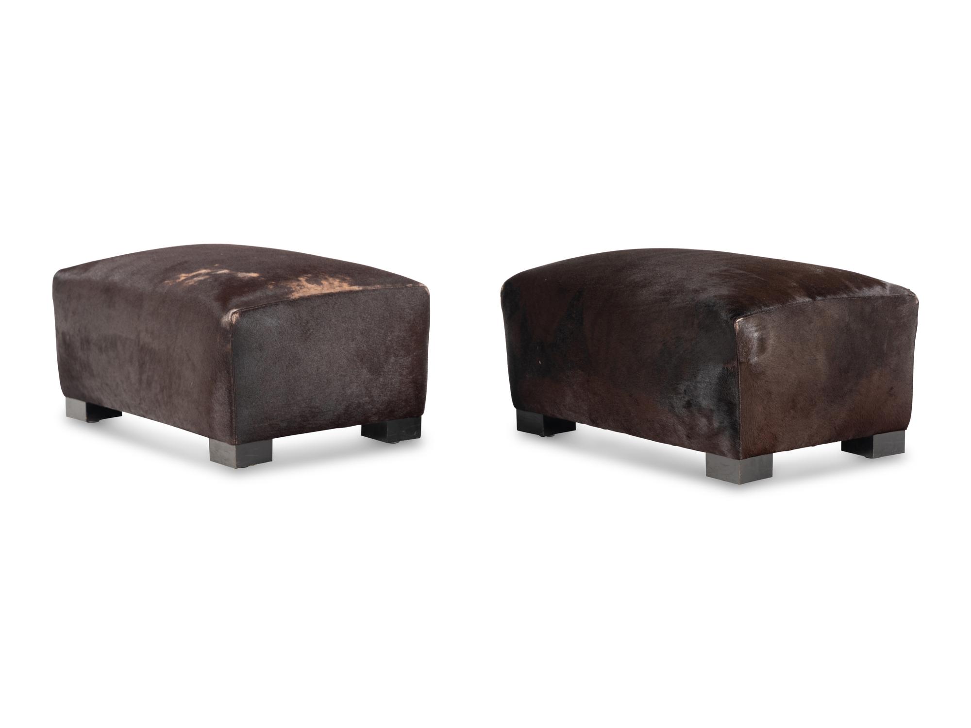 A Pair of Custom Upholstered Ottomans