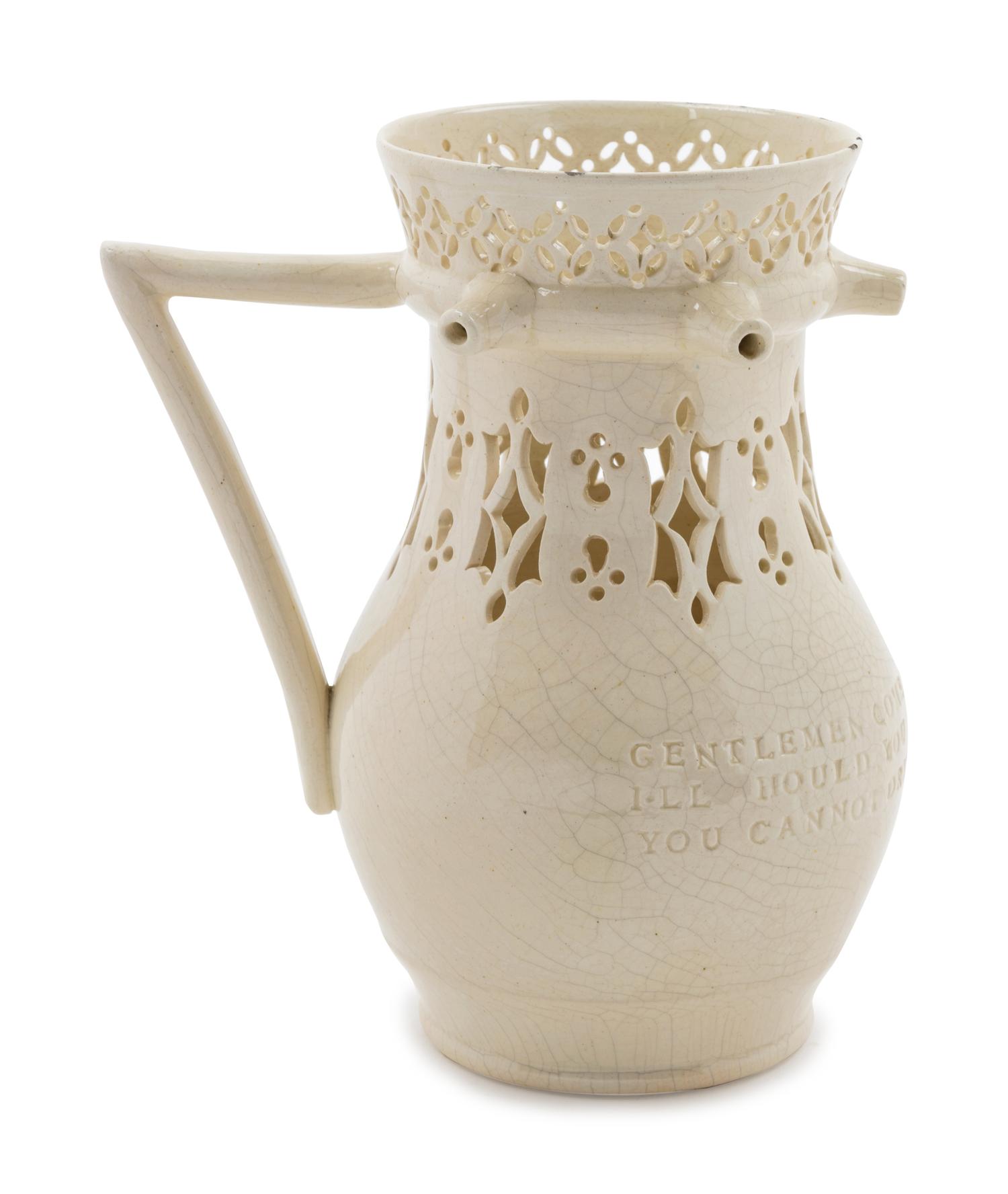 A Leeds Creamware Puzzle Jug