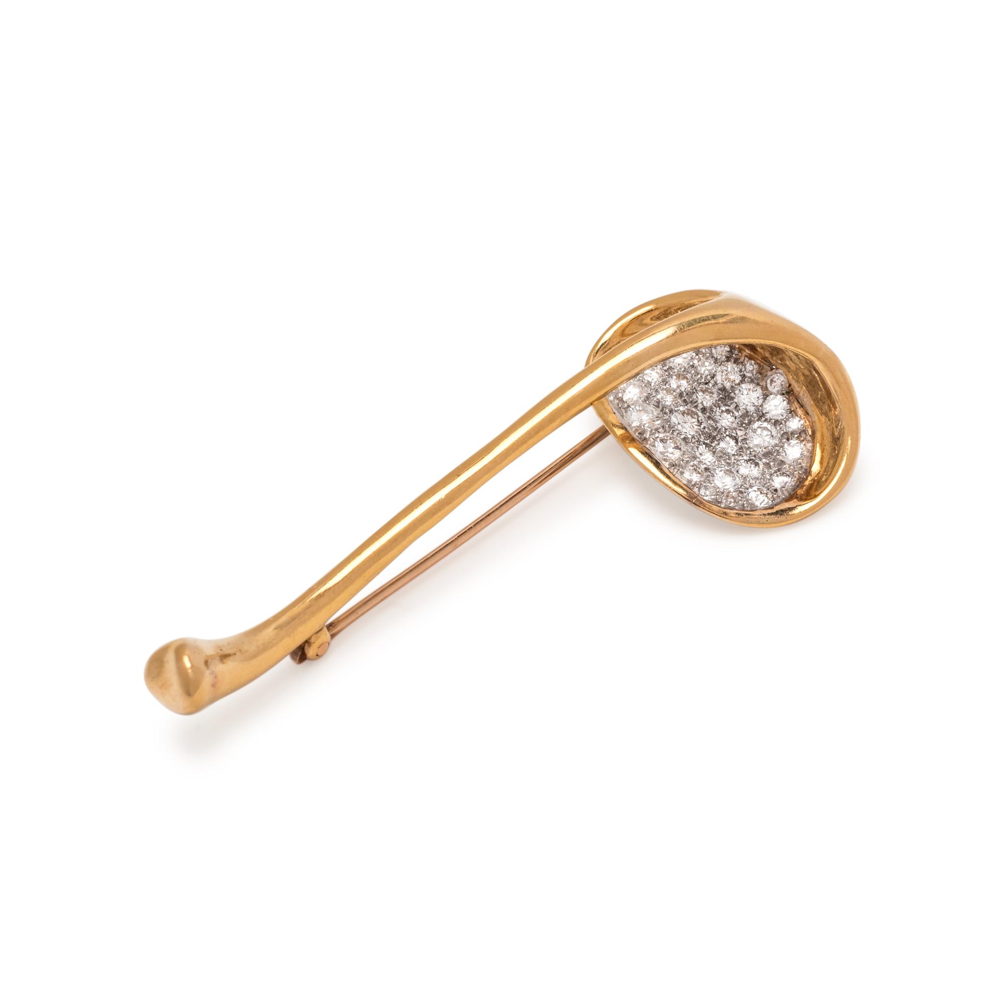 TIFFANY & CO., YELLOW GOLD AND DIAMOND BROOCH
