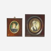 American School 18th / 19th century Two Portrait Miniatures: A Quaker Lady and a Young Child