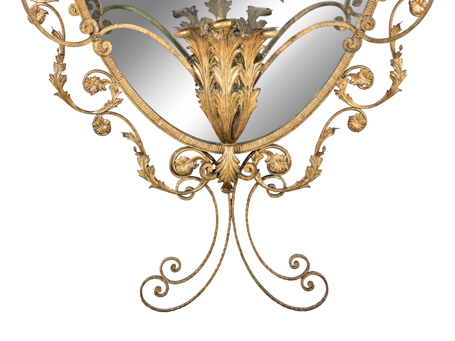 An Italian Gilt Iron Console Table and Mirror