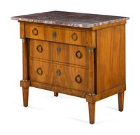 An Austrian Neoclassical Walnut Marble-Top Commode