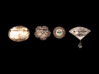 Four Chinese Silver and Silvered Metal Brooches