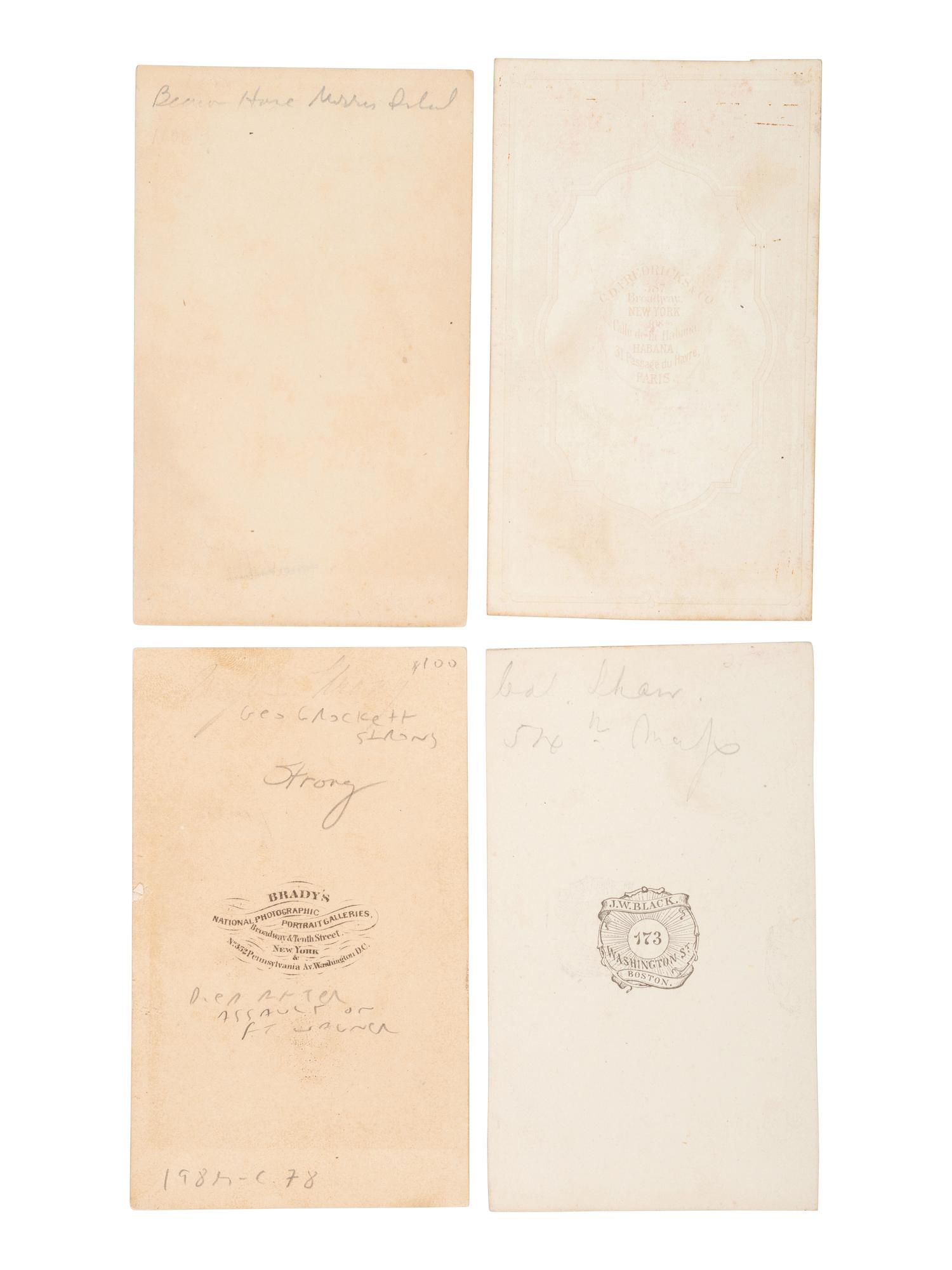 [CIVIL WAR]. 3 CDVs of officers KIA or DOW at Fort Wagner incl. Robert Gould SHAW, Gen. George C. STRONG, and Haldimand S. PUTNAM.