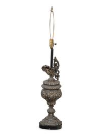 A Continental Cast Metal Ewer Mounted as a Lamp