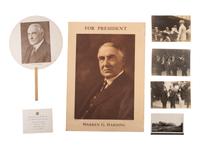 [HARDING, Warren G. (1865-1923)]. A large group of campaign, presidential, and funeral ephemera, including candid campaign photographs, comprising: