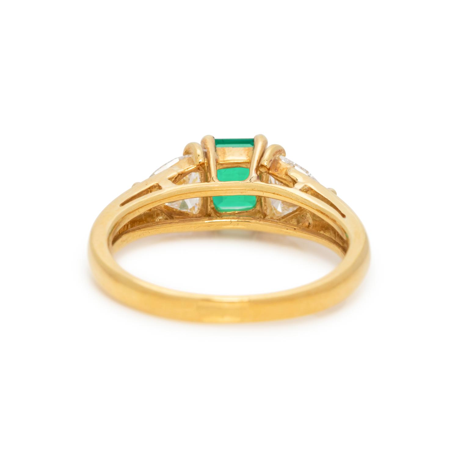 SYNTHETIC EMERALD AND DIAMOND RING