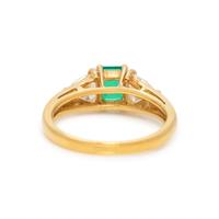 SYNTHETIC EMERALD AND DIAMOND RING