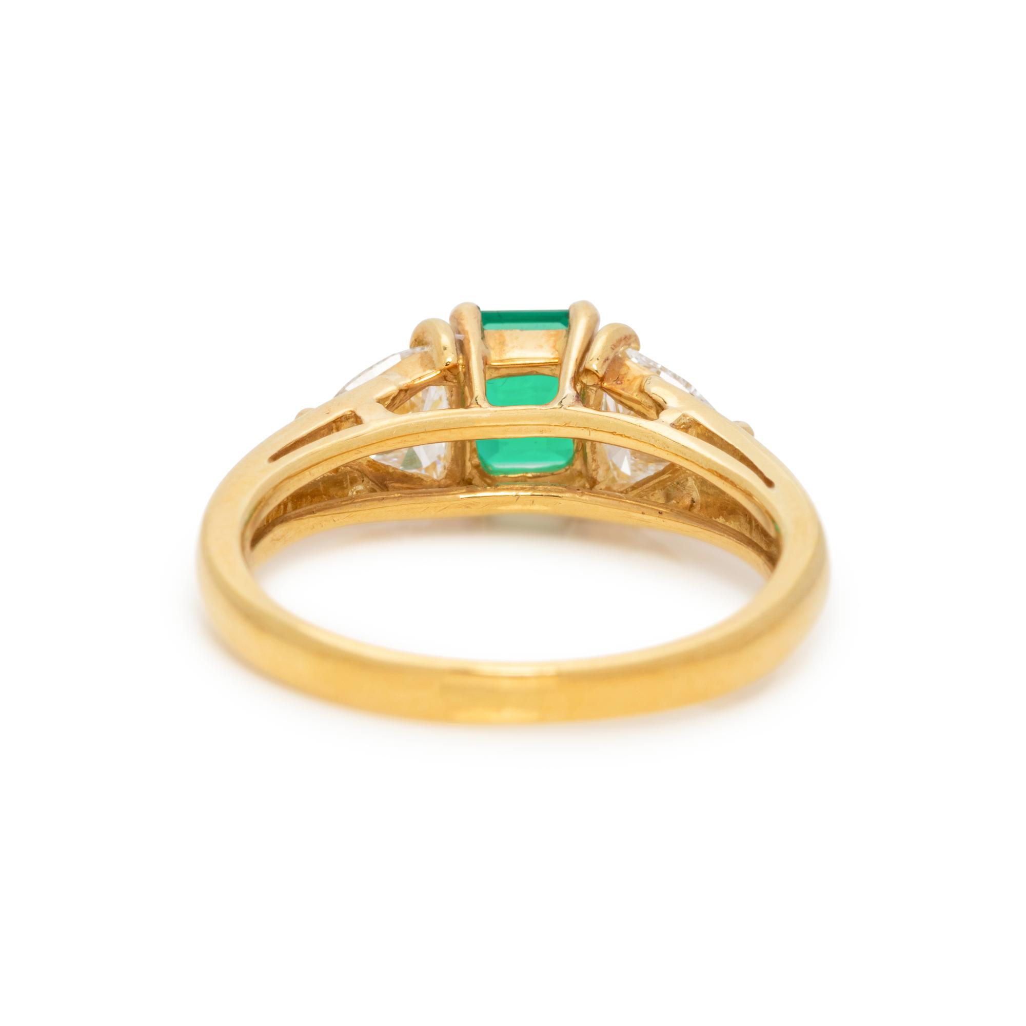 SYNTHETIC EMERALD AND DIAMOND RING