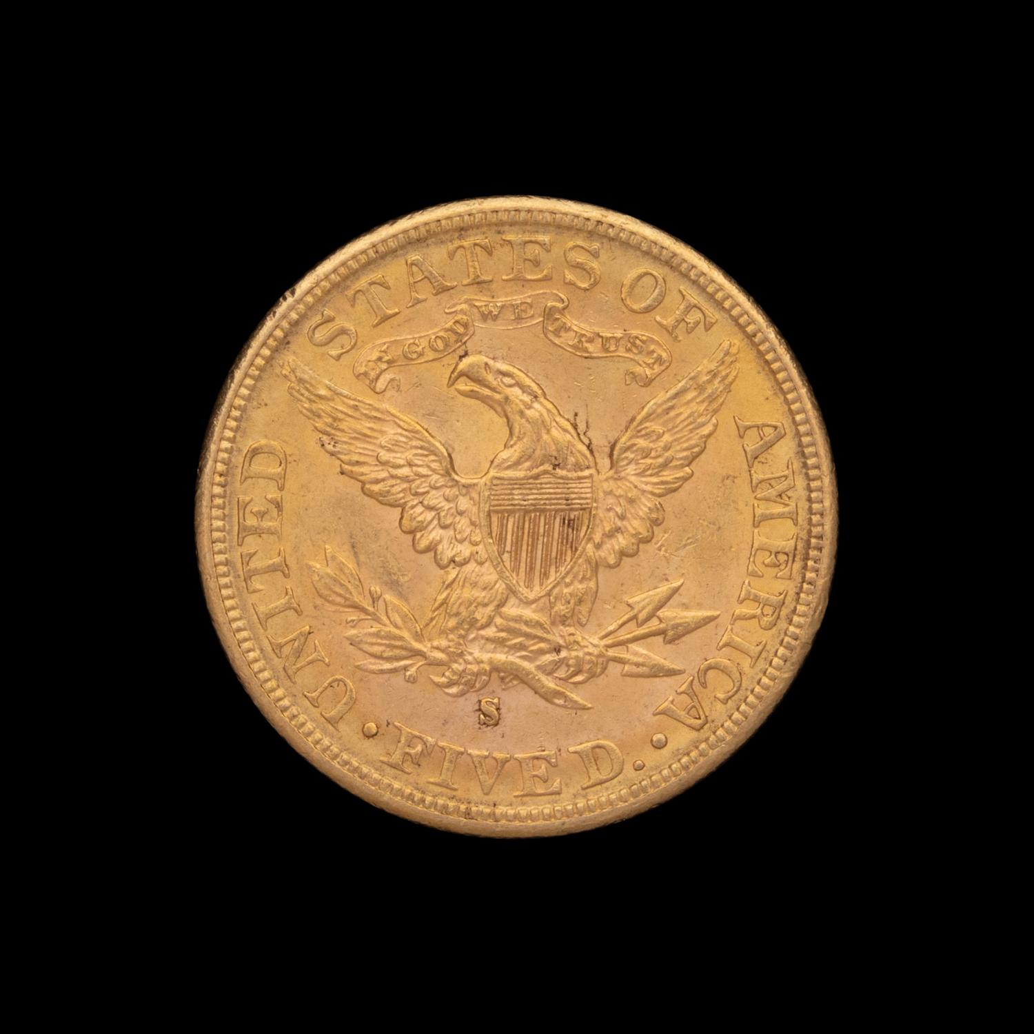 An 1885-S Liberty Head $5 Gold Coin