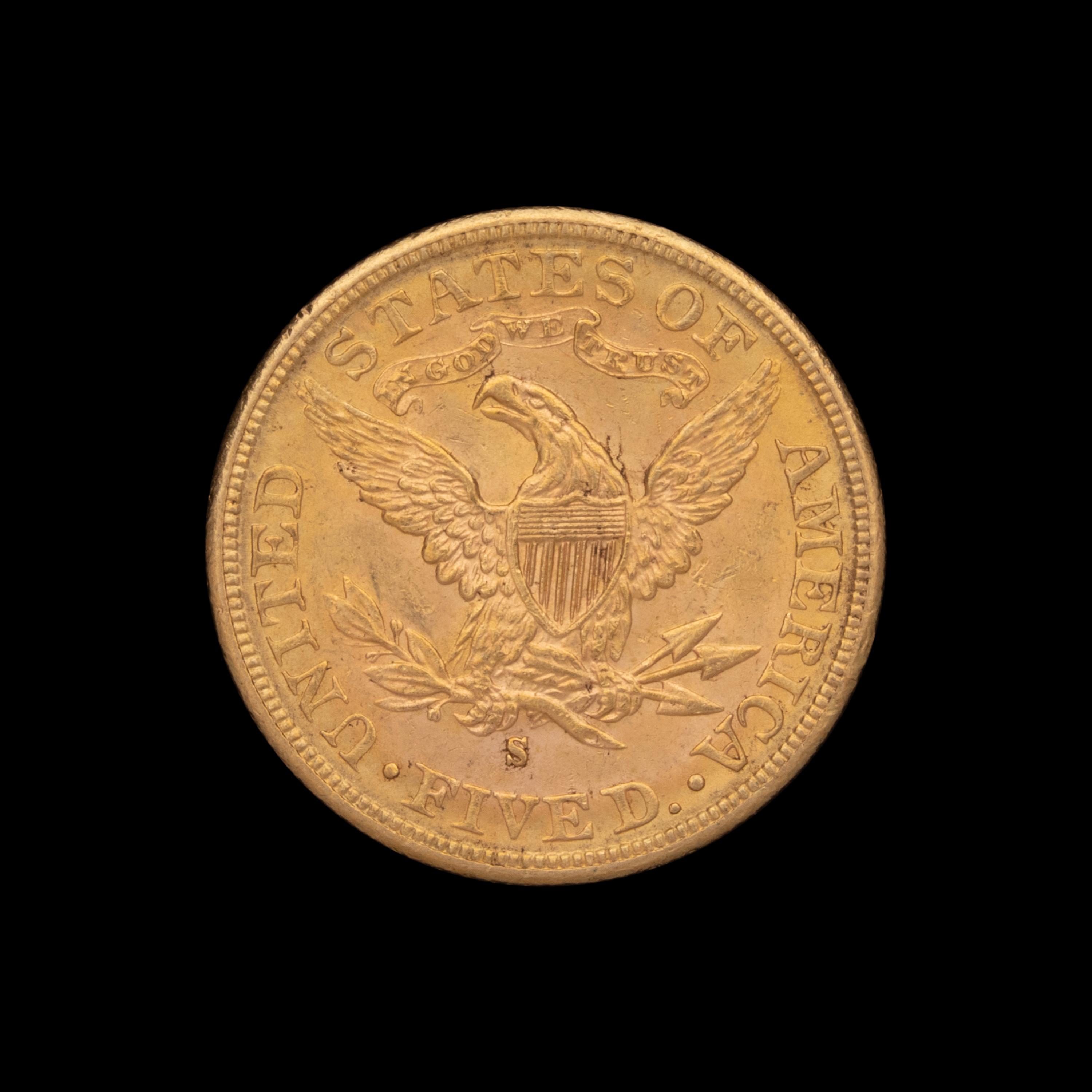 An 1885-S Liberty Head $5 Gold Coin