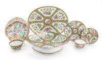 28 Chinese Export Rose Medallion Tea and Dinner Service Articles
