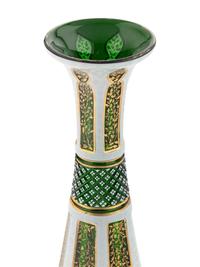 Two Bohemian White Overlay Glass Vases