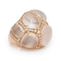 Moonstone, Diamond, and Rose Gold Ring