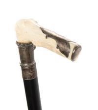 An American Ivory Handled Cane, Length of handle 4 x length overall 35 3/4 inches.