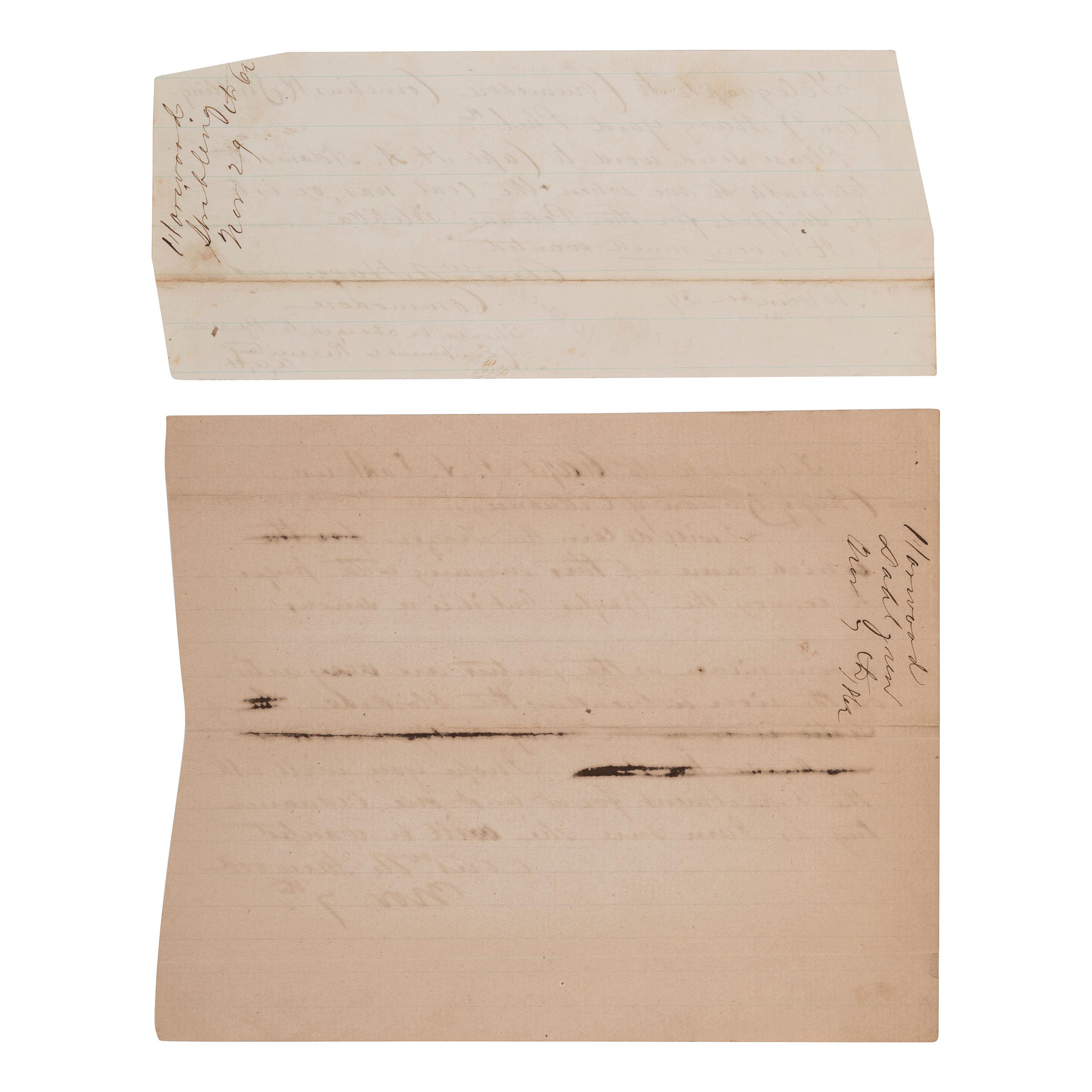 [CIVIL WAR]. HARWOOD, Andrew (1802-1884). A group of 3 documents related to Rear Admiral Andrew A. Harwood, comprising: