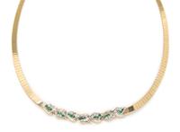 A 14 Karat Yellow Gold, Emerald and Diamond Necklace, 15.30 dwts.