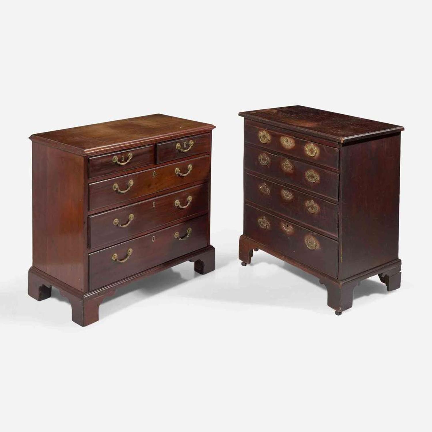 Two diminutive George III or Chippendale carved mahogany chests of drawers 18th century