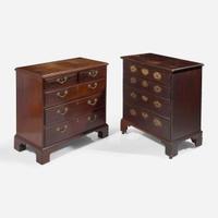 Two diminutive George III or Chippendale carved mahogany chests of drawers 18th century
