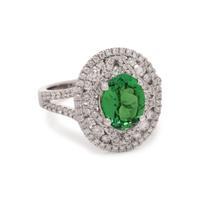 TSAVORITE GARNET AND DIAMOND RING