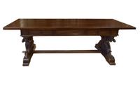 A Carved Refectory Table with Figural Supports 95" W x 35.5" D x 31" H — Italy, 19th Century