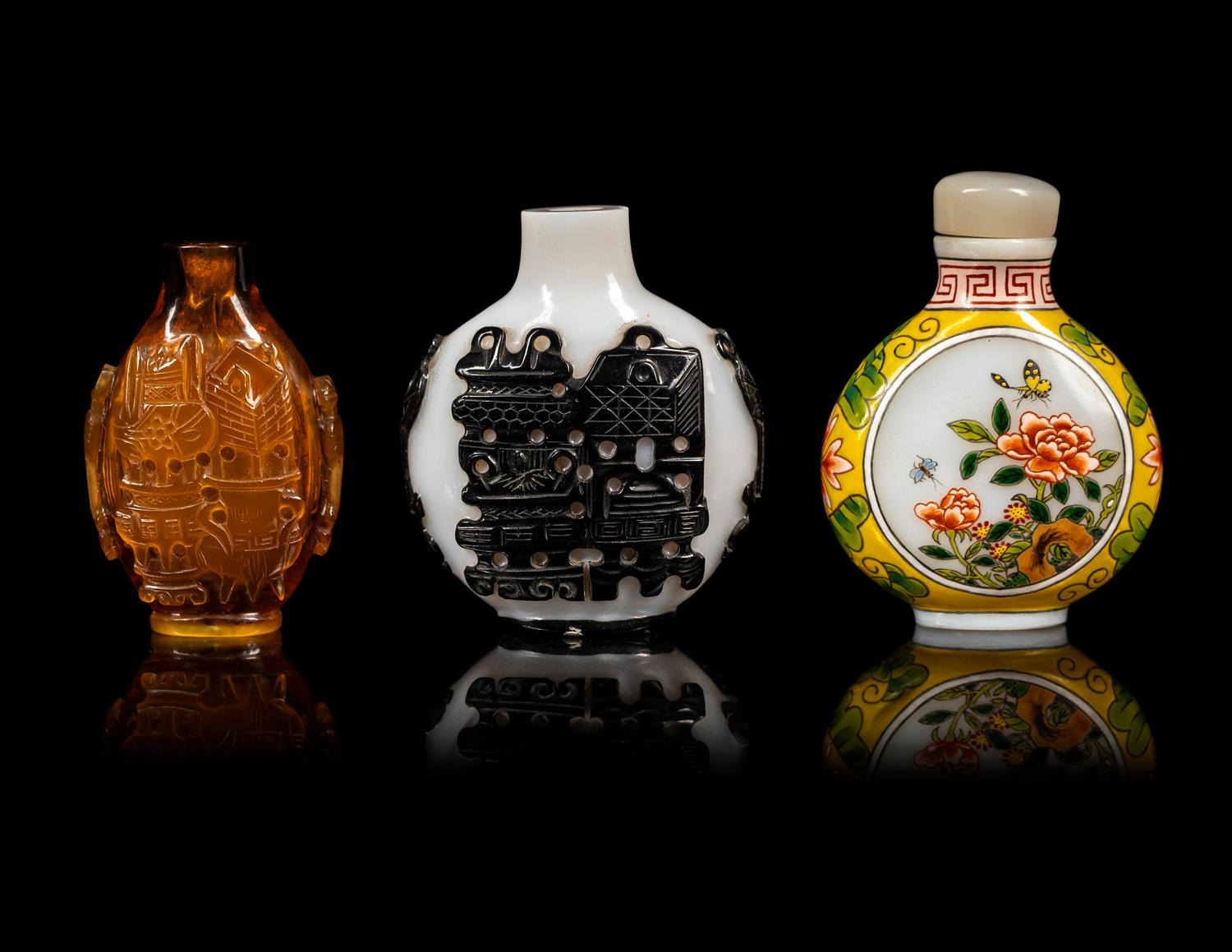 Three Chinese Glass Snuff Bottles