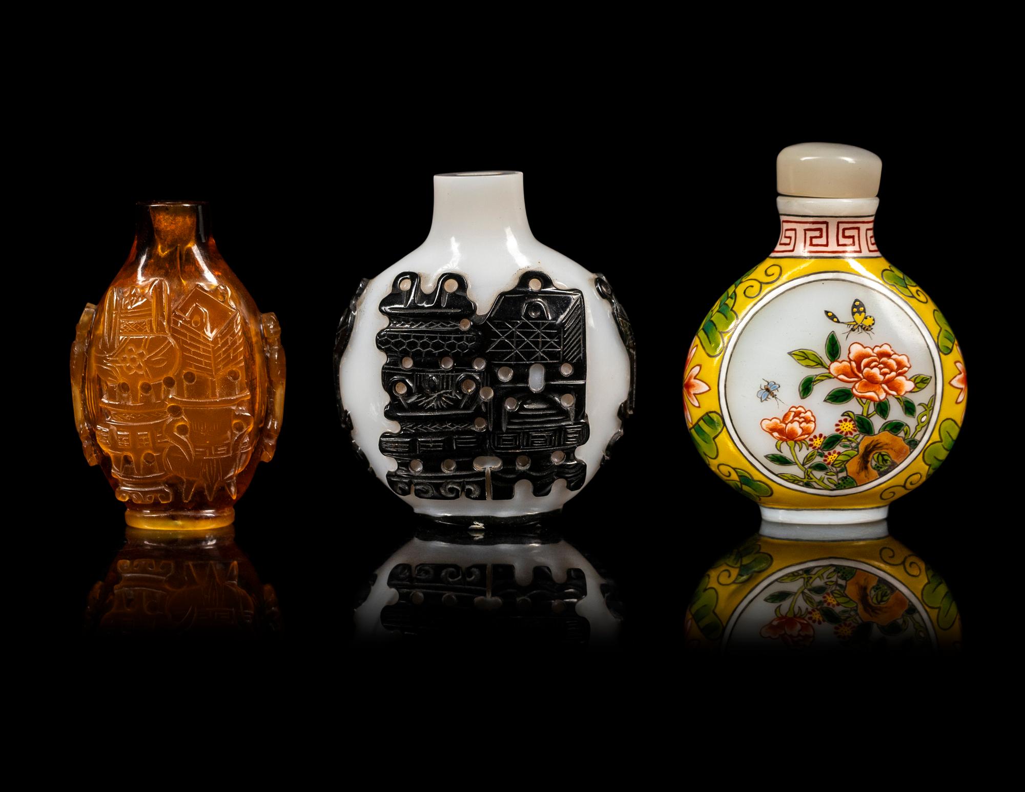 Three Chinese Glass Snuff Bottles