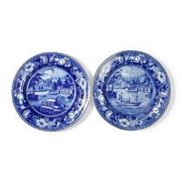 A Group of Staffordshire Historical Blue The Dam and Waterworks Philadelphia Transferware