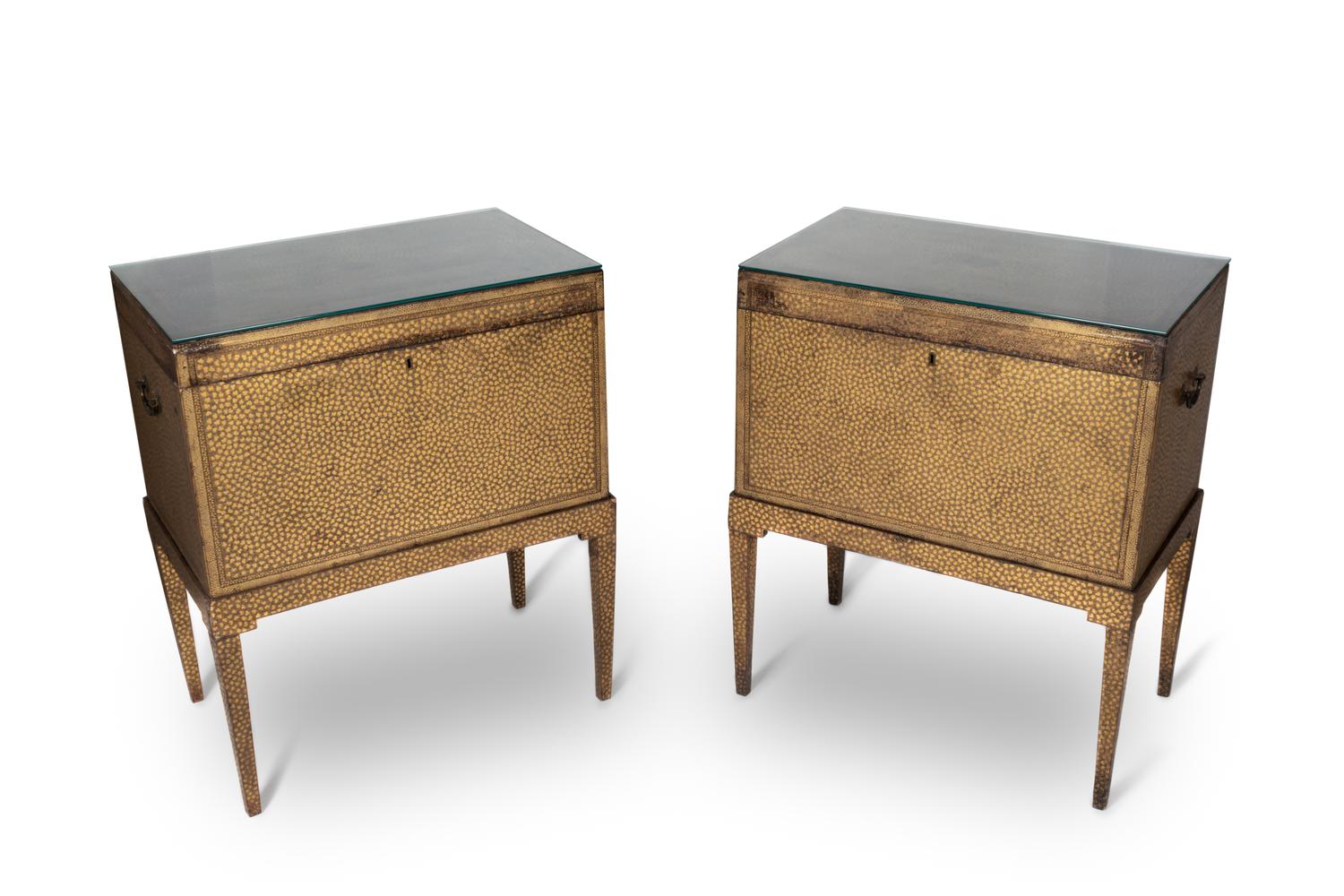 A Pair of Chinese Export Lacquer Chests on Stands