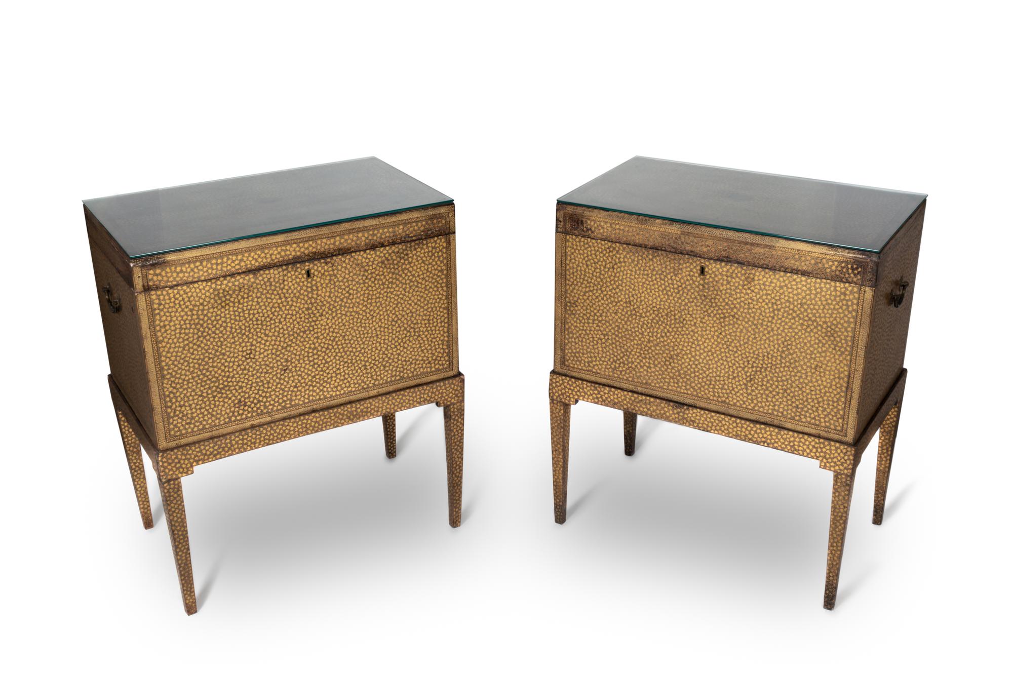 A Pair of Chinese Export Lacquer Chests on Stands