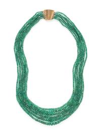 CELLINO, MULTISTRAND EMERALD BEAD NECKLACE