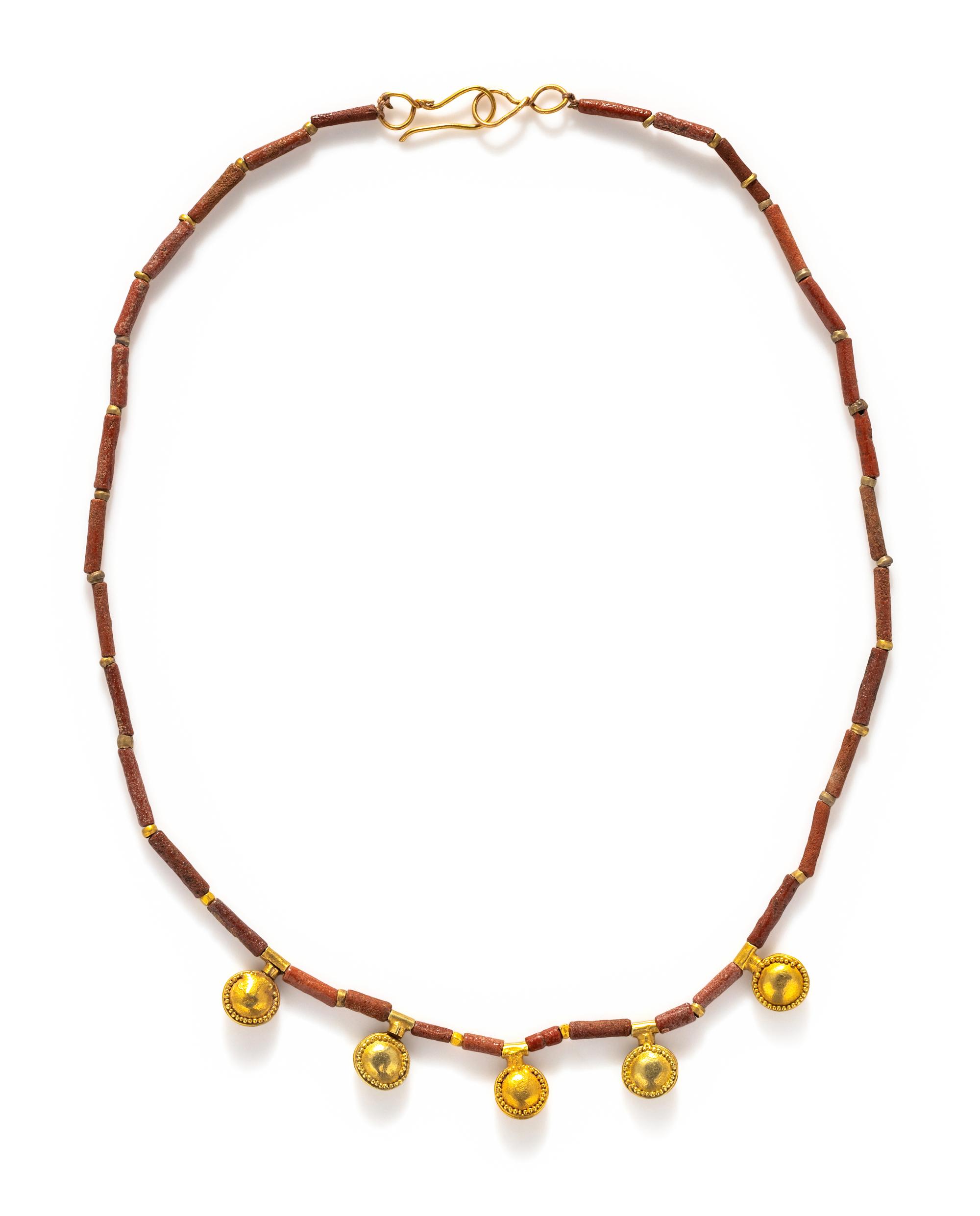 An Egyptian Faience and Gold Bead Necklace