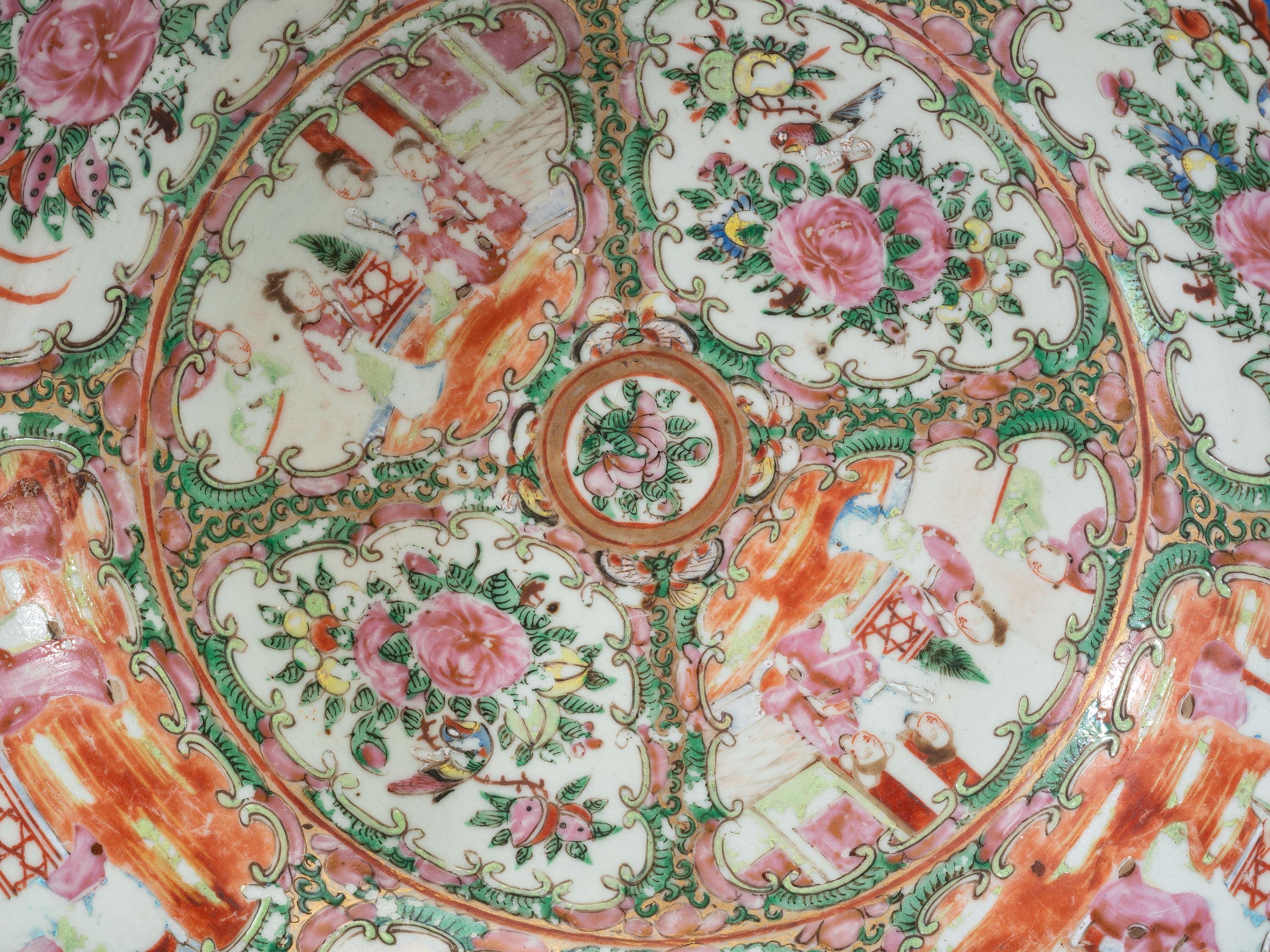 A Chinese Export Rose Medallion Punch Bowl
