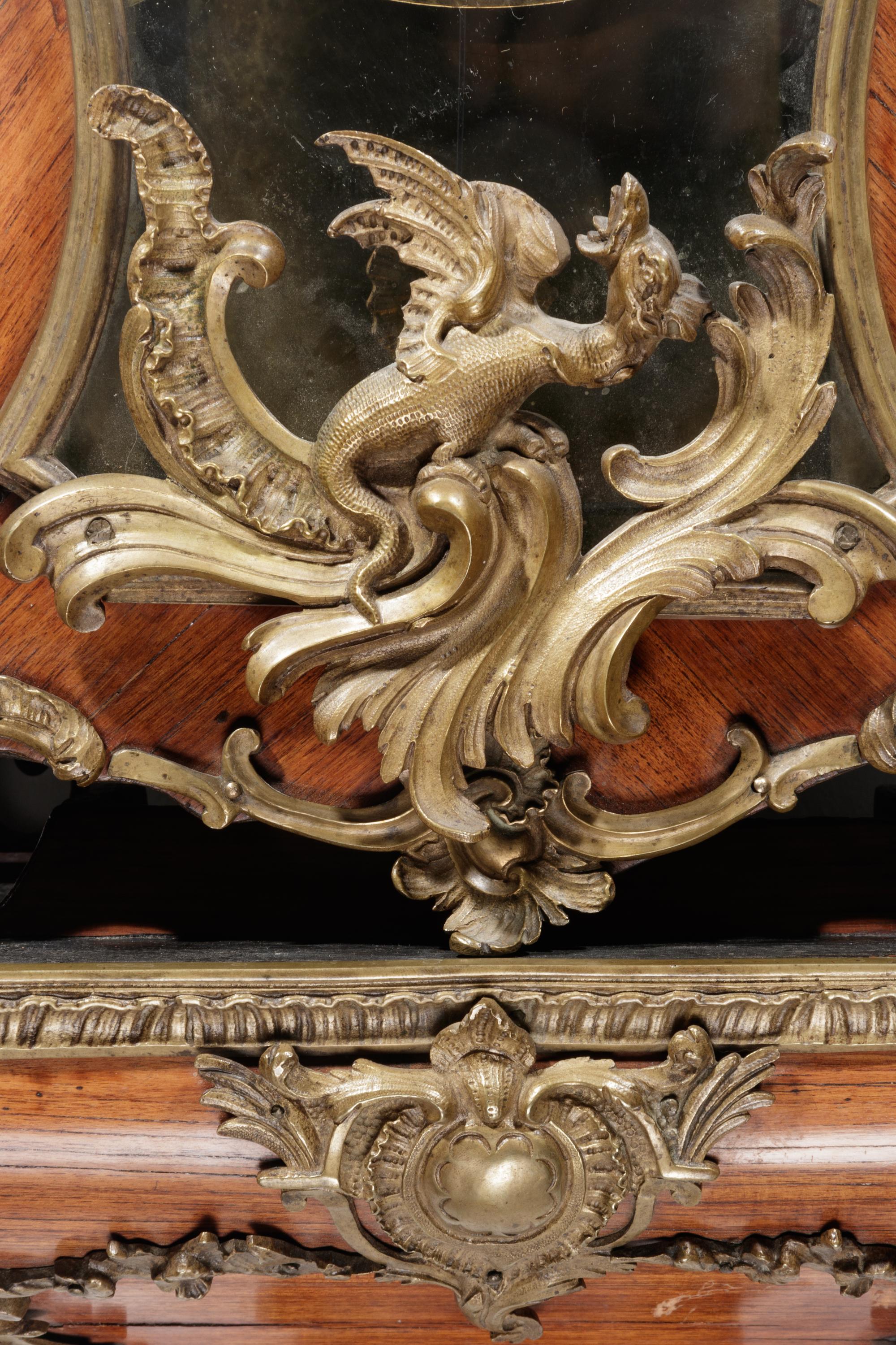 A Louis XV Gilt Bronze Mounted Tulipwood Bracket Clock